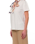 LIUJO T-SHIRT MODA M/C BCO/BLOOMING FOUL