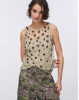 LIUJO TOP JERSEY DK.OLIVE EMBROIDERIE