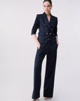 LIU JO PANTS BLU LUREX PIN STRIPE