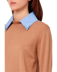 LIU JO SWEATER COCOA CR/POP DUSK BL