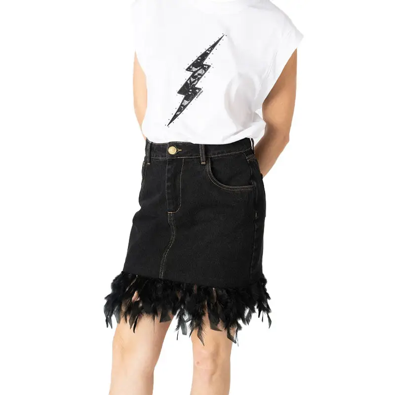 ANIMOSA FALDA DENIM PLUMAS
