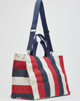 LIU JO L TOTE STRIPED CANVAS BLUE