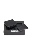 BOSS SET DE PIEL CARTERA Y TARJETERO NEGRO - TALLA ÚNICA