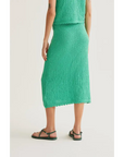 COMPANIA FANTASTICA FALDA MIDI CON BORDADO ENCADENADO VERDE