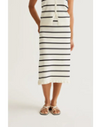 COMPAÑIA FANTASTICA FALDA MIDI DE PUNTO CON ESTAMPADO DE RAYAS BLANCO Y NEGRO