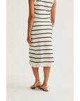 COMPAÑIA FANTASTICA FALDA MIDI DE PUNTO CON ESTAMPADO DE RAYAS BLANCO Y NEGRO