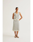 COMPAÑIA FANTASTICA FALDA MIDI DE PUNTO CON ESTAMPADO DE RAYAS BLANCO Y NEGRO
