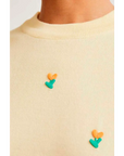 COMPANIA FANTASTICA TOP PUNTO SUAVE AMARILLO CON FLORES