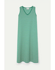 COMPAÑIA FANTASTICA VESTIDO LARGO DE PUNTO CON ESTAMPADO DE RAYAS BLANCO Y VERDE