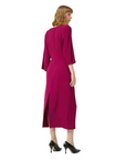COMPAÑÍA FANTÁSTICA VESTIDO LARGO DRAPEADO FUCSIA