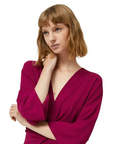COMPAÑÍA FANTÁSTICA VESTIDO LARGO DRAPEADO FUCSIA