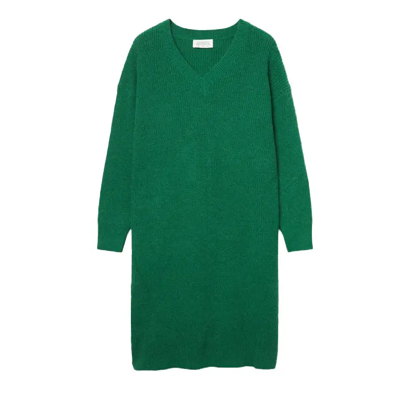 COMPAÑÍA FANTÁSTICA VESTIDO MIDI CUELLO PICO VERDE