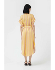COMPAÑIA FANTASTICA VESTIDO MIDI MARRON Y MOSTAZA