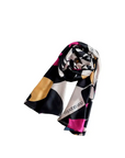 DON ALGODÓN PAÑUELO ESTAMPADO NEGRO Y ROSA - TALLA ÚNICA