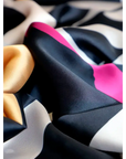 DON ALGODÓN PAÑUELO ESTAMPADO NEGRO Y ROSA - TALLA ÚNICA