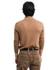 GANT EXTRAFINE MERINO WOOL HALF ZIP DK. SAND MELAN - textil