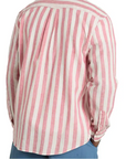 GANT REG COTTON LINEN STRIPE SHIRT ROSE PINK