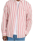 GANT REG COTTON LINEN STRIPE SHIRT ROSE PINK