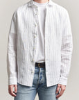 GANT REG LINEN STRIPE SHIRT WHITE