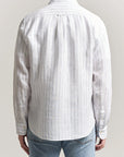 GANT REG LINEN STRIPE SHIRT WHITE