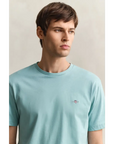 GANT REG SHIELD SS T SHIRT MUTE TURQUOISE
