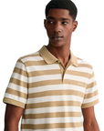 GANT REGULAR PIQUE POLO DE RAYAS BLANCO/BEIGE