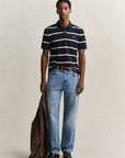 GANT STRIPED SS POLO OCS EVENING BLUE