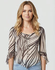 GUESS 3_4 SL SERAFINA MESH TOP WILD ESCAPE PRINT