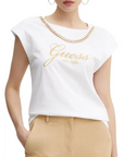GUESS CAMISETA GUESS CRYSTAL LOGO BLANCO