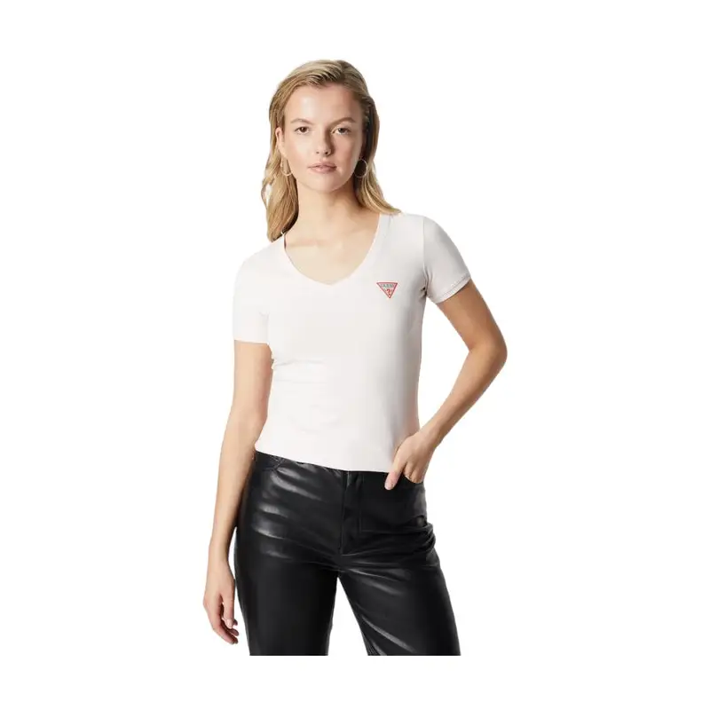 GUESS N SS VN MINI TRIANGLE TEE LOW KEY PINK - textil