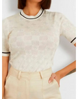 GUESS ROSIE 4G RN SS SWEATER CREAM WHITE