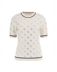 GUESS ROSIE 4G RN SS SWEATER CREAM WHITE