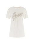 GUESS SS LACE LOGO EASY TEE CREAM WHITE