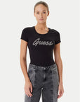 GUESS SS LOGO HOT FIX TEE JET BLACK A996