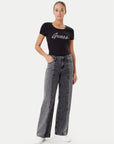 GUESS SS LOGO HOT FIX TEE JET BLACK A996