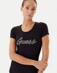GUESS SS LOGO HOT FIX TEE JET BLACK A996