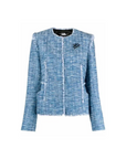 KARL LAGERFELD BOUCLE JACKET W/FRINGES BLUE MIX