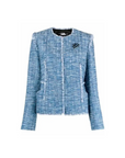 KARL LAGERFELD BOUCLE JACKET W/FRINGES BLUE MIX