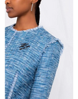 KARL LAGERFELD BOUCLE JACKET W/FRINGES BLUE MIX