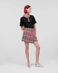 KARL LAGERFELD BOUCLE SKIRT PINK CHECK