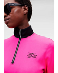 KARL LAGERFELD CADY DRESS W/ DRAWCORD WAIST FUCSIA