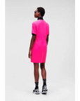 KARL LAGERFELD CADY DRESS W/ DRAWCORD WAIST FUCSIA