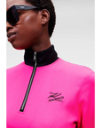 KARL LAGERFELD CADY DRESS W/ DRAWCORD WAIST FUCSIA