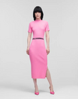 KARL LAGERFELD DRESS KNIT W/LOGO CANDY PINK