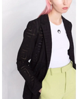 KARL LAGERFELD KL BRODERIE ANGLAISE BLAZER BLACK