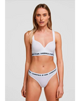KARL LAGERFELD PADDED LOGO BRA WHITE