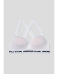 KARL LAGERFELD PADDED LOGO BRA WHITE