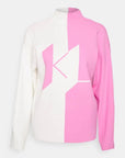 KARL LAGERFELD SLV SWEATER LOGO PUFF WHITE/PINK