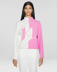 KARL LAGERFELD SLV SWEATER LOGO PUFF WHITE/PINK