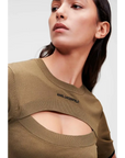 KARL LAGERFELD TOP S/SLV LOGO KNIT KHAKI
